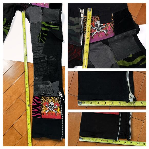 Rare Y2K Serious Los Angeles Patchwork Pants LA Clothing Black Jeans Goth Punk - Picture 13 of 16